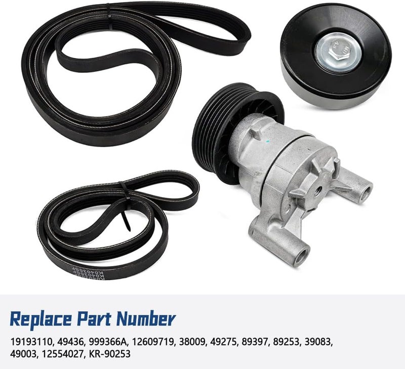 TWDRET 39083 Drive Belt Tensioner Pulley Kit Fit for Silverado Suburban Avalanche 2009-2013 Tahoe 2009-2014 GMC Yukon Sierra Cadillac Escalade 2009-2014, Serpentine Belt Kit Replace 12609719 89397 - Image 5